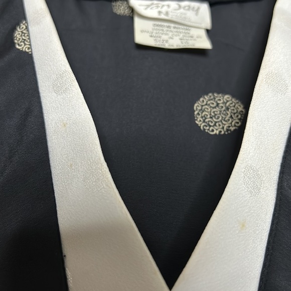 TanJay Vintage v neck shirt sleeve crop kimono top black size 10 full moon - Picture 4 of 6